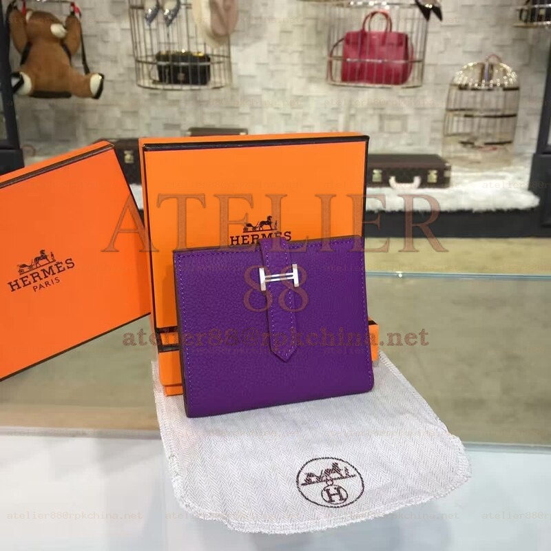 Purple Bearn Compact Wallet Silver H Hardware