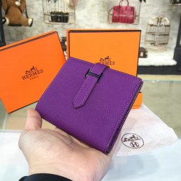 Purple Bearn Compact Wallet Silver H Hardware
