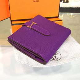 Purple Bearn Compact Wallet Silver H Hardware