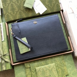 Clutch - Navy, Leather with...