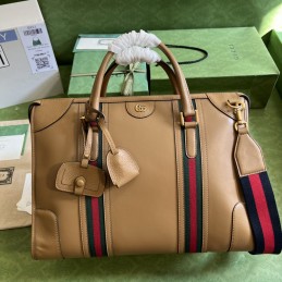 Duffle Bag - Tan, Leather...