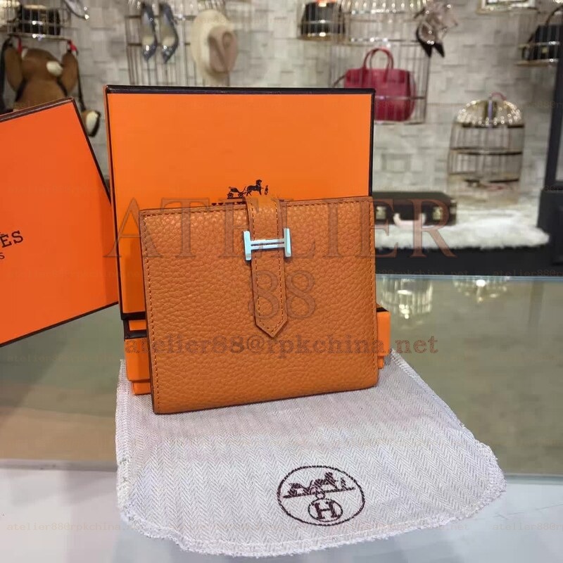Caramel Bearn Compact Wallet Silver H Hardware