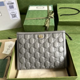 GG Matelasse Pouch - Grey,...