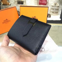 Black Bearn Compact Wallet Silver Hardware