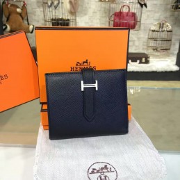Black Bearn Compact Wallet Silver Hardware