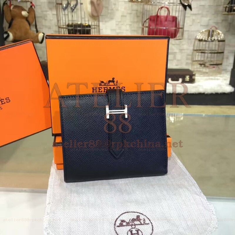 Black Bearn Compact Wallet Silver Hardware