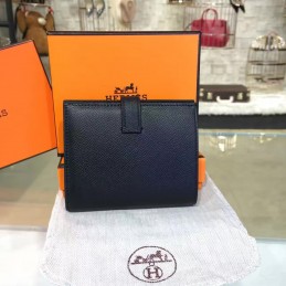 Black Bearn Compact Wallet Silver Hardware