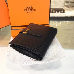 Black Bearn Compact Wallet Silver Hardware