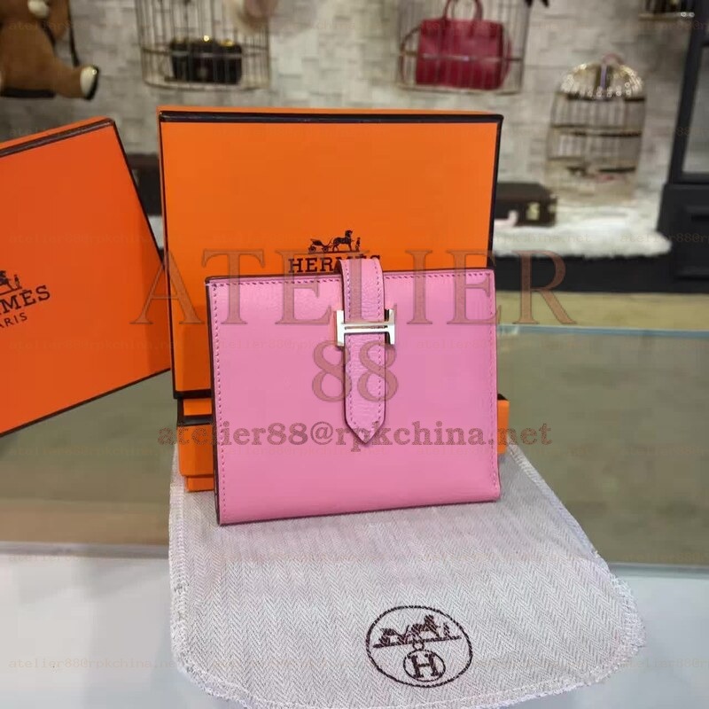 Pink Bearn Compact Wallet Silver H Hardware