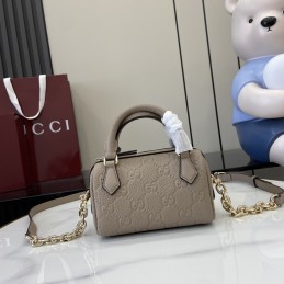 GG Emblem Mini Boston Bag -...