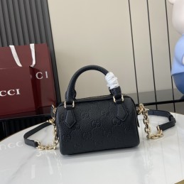 GG Emblem Mini Boston Bag -...