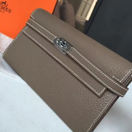 Gray Kelly Wallet Silver Hardware