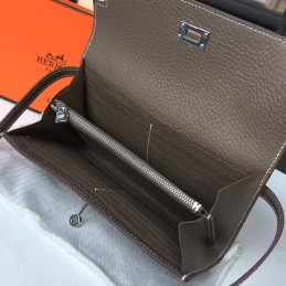 Gray Kelly Wallet Silver Hardware