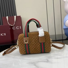 Mini Boston Bag - Tan,...