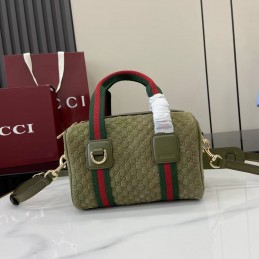 Mini Boston Bag - Olive,...