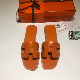 Oran Orange Leather Sandals