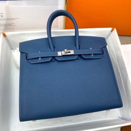 Birkin 25 Blue Leather...