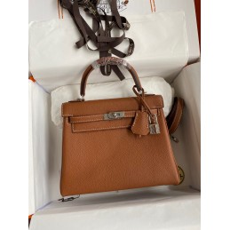 Kelly 25 Tan Leather Silver...
