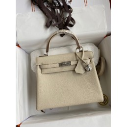 Kelly 25 Cream Leather...