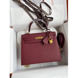 Kelly 25 Burgundy Leather...