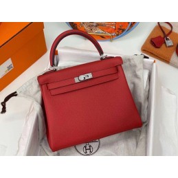 Kelly 25 Red Leather Silver...