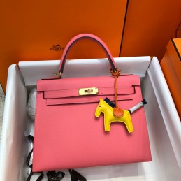 Kelly 28 Pink Leather Gold...