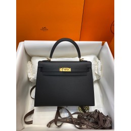 Kelly 28 Black Leather Gold...