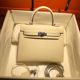 Kelly 28 Cream Leather...