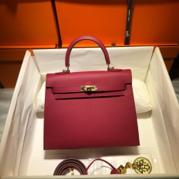 Kelly 28 Red Leather Gold...