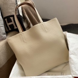Double Sens Sand Leather Tote