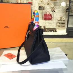 Black Kelly 28 Blue Orange Handle Bag