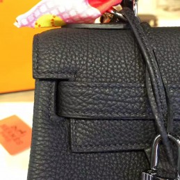 Black Kelly 28 Blue Orange Handle Bag