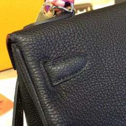 Black Kelly 28 Blue Orange Handle Bag