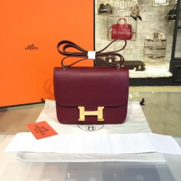 Burgundy Constance Mini 18 Gold Hardware Bag