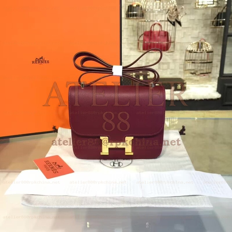 Burgundy Constance Mini 18 Gold Hardware Bag