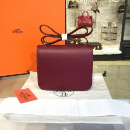 Burgundy Constance Mini 18 Gold Hardware Bag