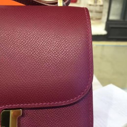 Burgundy Constance Mini 18 Gold Hardware Bag
