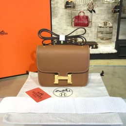 Taupe Constance Mini 18 Gold Hardware Bag
