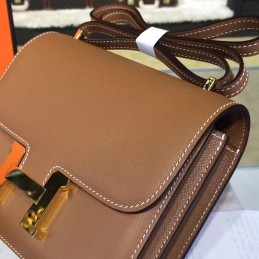 Taupe Constance Mini 18 Gold Hardware Bag