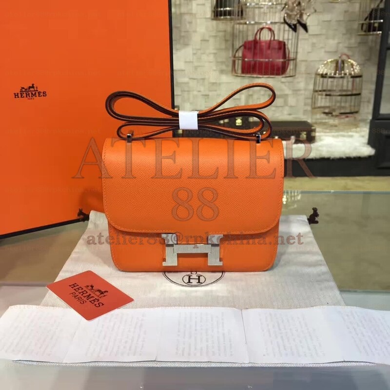 Orange Constance Mini 18 Palladium Hardware Bag