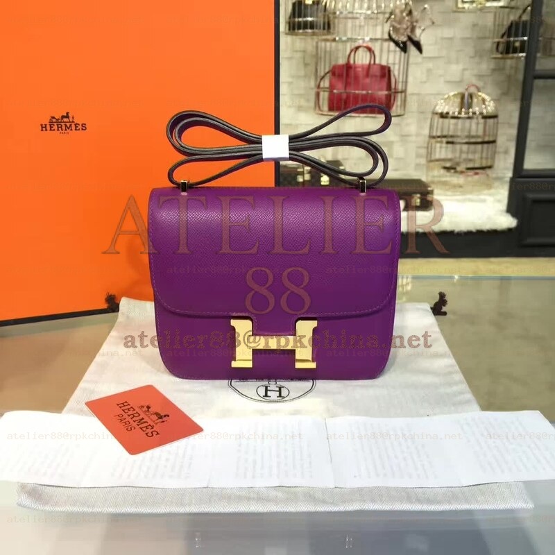 Purple Constance Mini 18 Gold Hardware Bag