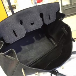 Black Twilly Handle Birkin 35 Gold Hardware Bag
