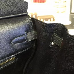 Black Twilly Handle Birkin 35 Gold Hardware Bag