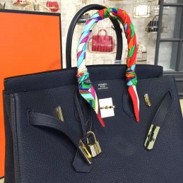 Black Twilly Handle Birkin 35 Gold Hardware Bag