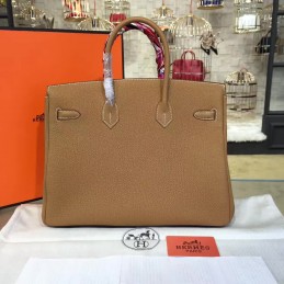 Tan Birkin 35 Palladium Hardware Bag