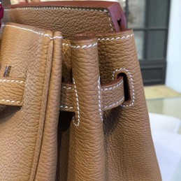 Tan Birkin 35 Palladium Hardware Bag