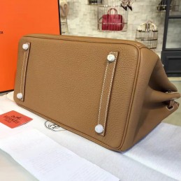 Tan Birkin 35 Palladium Hardware Bag