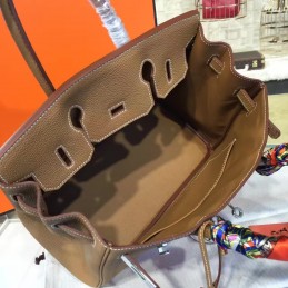 Tan Twilly Handle Birkin 30 Palladium Hardware Bag