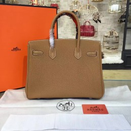 Tan Twilly Handle Birkin 30 Palladium Hardware Bag