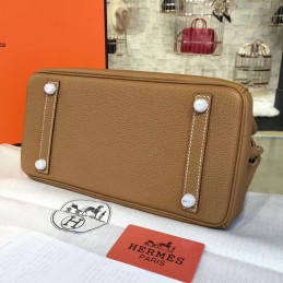 Tan Twilly Handle Birkin 30 Palladium Hardware Bag
